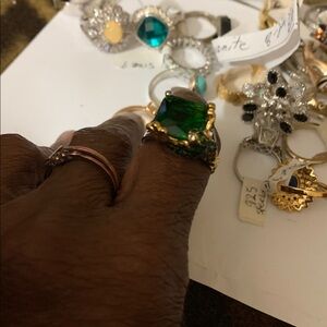 Frog Shaped Large Emerald Green Statement Ring size 6